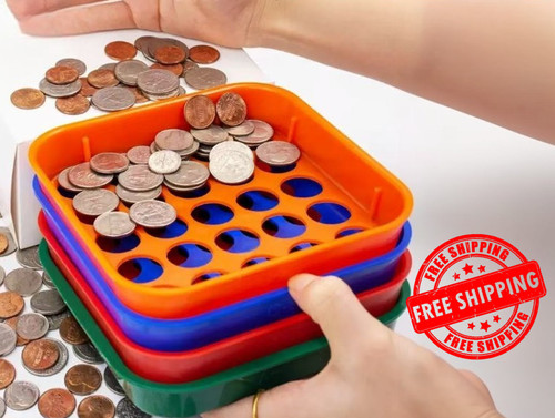 Stackable coin sorting tray - sorting,